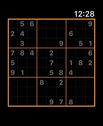 Sudoku Wear difficulty selection on Apple Watch