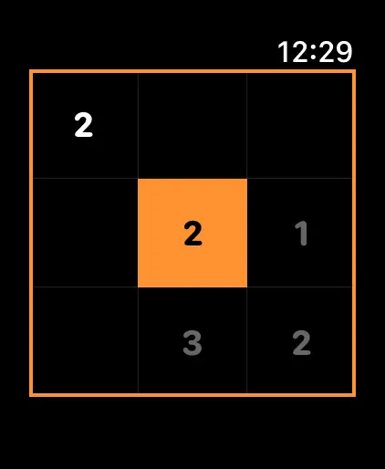 A compact Sudoku Wear puzzle on Apple Watch