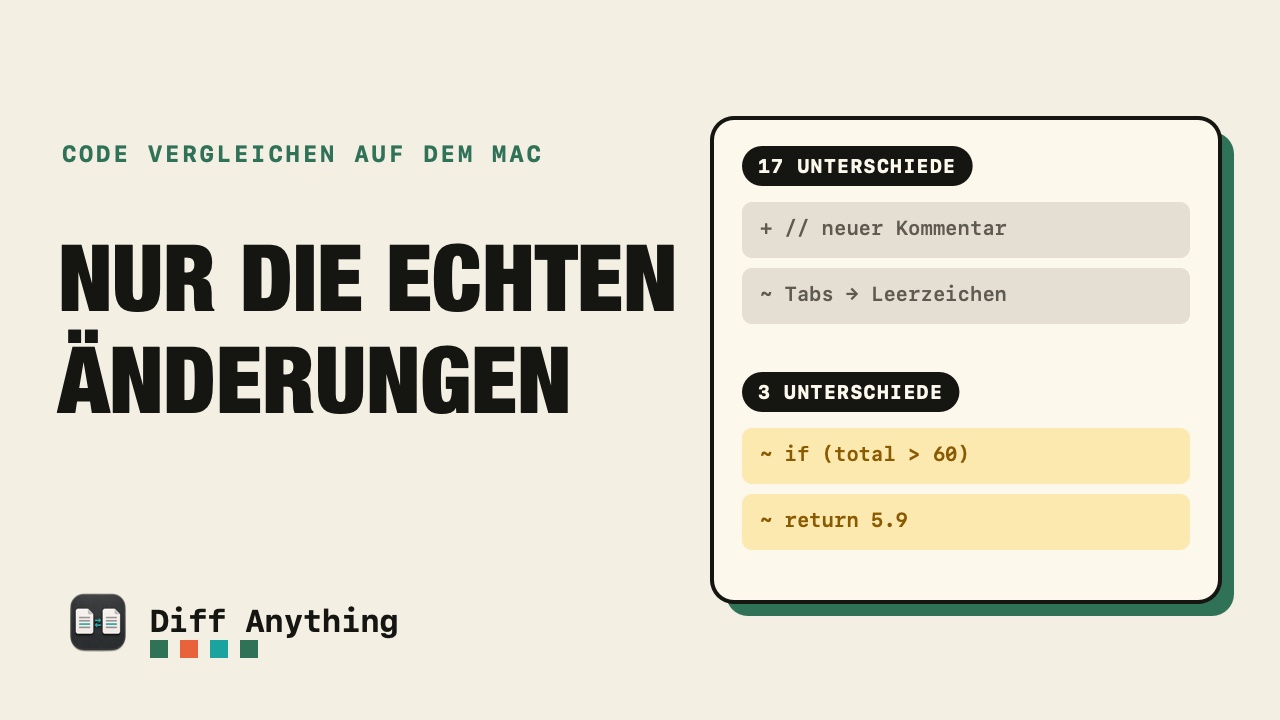 So vergleichen Sie zwei Code-Dateien ohne Formatierungsänderungen auf dem Mac