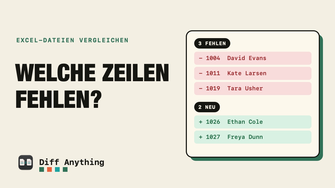 So vergleichen Sie zwei Excel-Dateien und finden fehlende Zeilen auf dem Mac