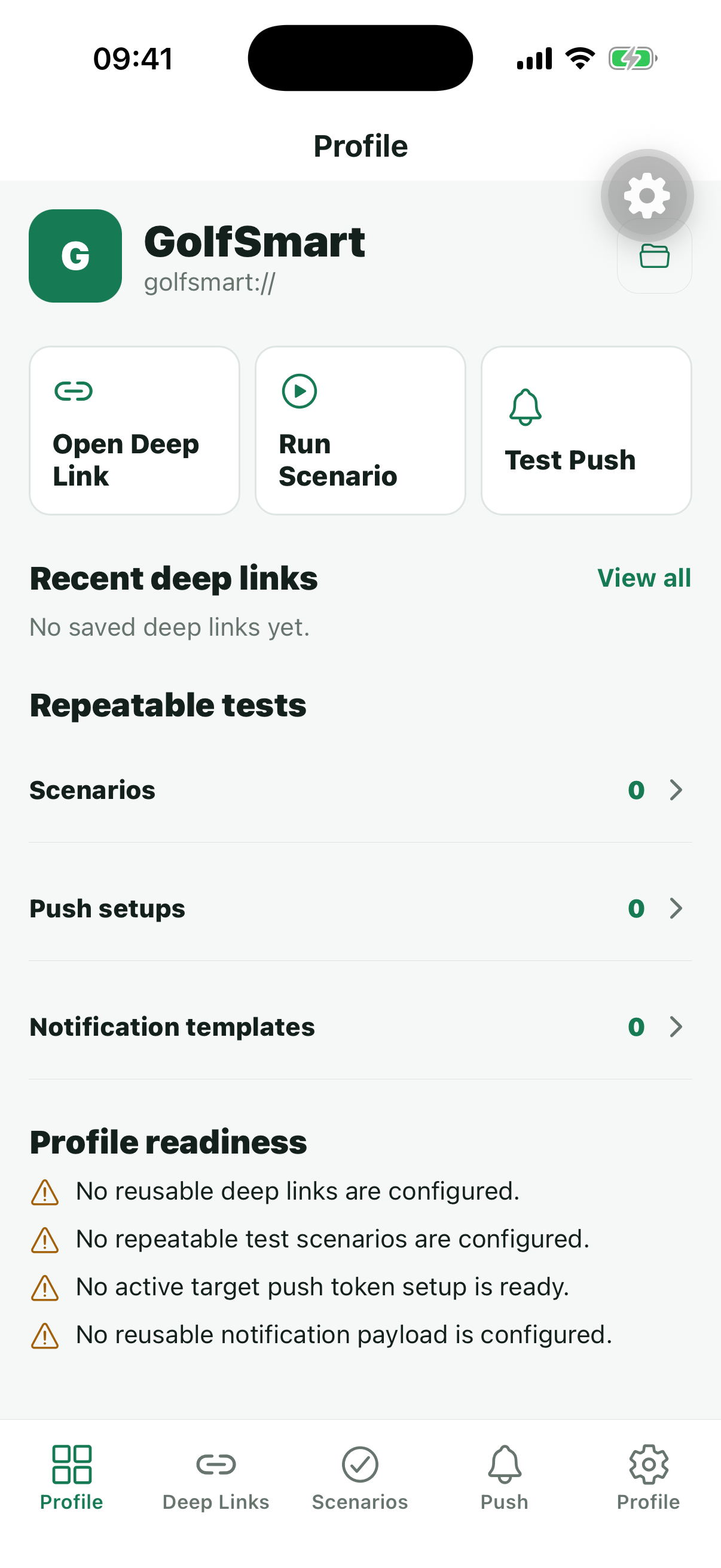 TestDock app profile dashboard