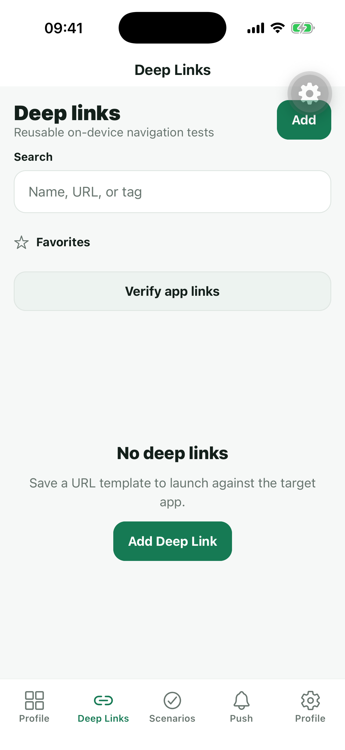 TestDock deep-link workspace